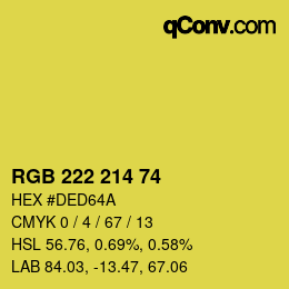 Color code: RGB 222 214 74 | qconv.com