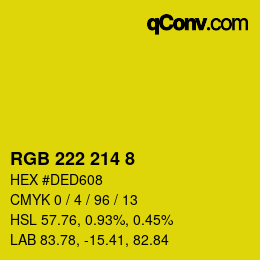 Color code: RGB 222 214 8 | qconv.com
