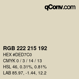 Code couleur: RGB 222 215 192 | qconv.com
