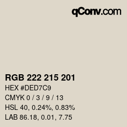 Color code: RGB 222 215 201 | qconv.com