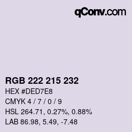 Color code: RGB 222 215 232 | qconv.com