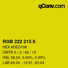 Color code: RGB 222 215 8 | qconv.com