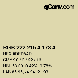 カラーコード: RGB 222 216.4 173.4 | qconv.com