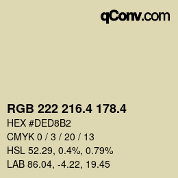 カラーコード: RGB 222 216.4 178.4 | qconv.com