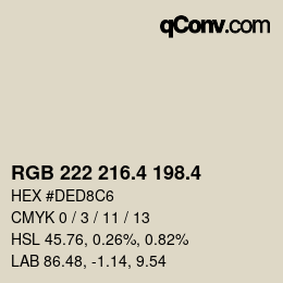 カラーコード: RGB 222 216.4 198.4 | qconv.com