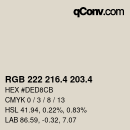 カラーコード: RGB 222 216.4 203.4 | qconv.com