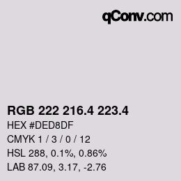カラーコード: RGB 222 216.4 223.4 | qconv.com