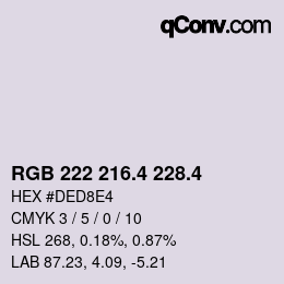 カラーコード: RGB 222 216.4 228.4 | qconv.com