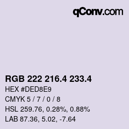 カラーコード: RGB 222 216.4 233.4 | qconv.com
