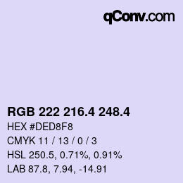 カラーコード: RGB 222 216.4 248.4 | qconv.com