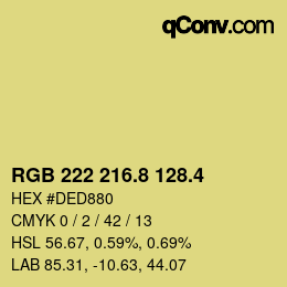 カラーコード: RGB 222 216.8 128.4 | qconv.com