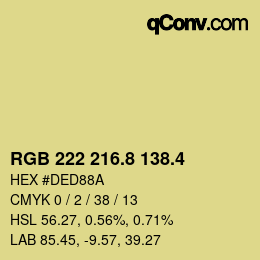 カラーコード: RGB 222 216.8 138.4 | qconv.com
