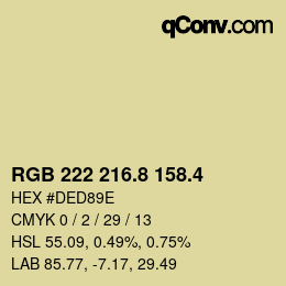 カラーコード: RGB 222 216.8 158.4 | qconv.com