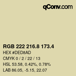 カラーコード: RGB 222 216.8 173.4 | qconv.com