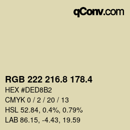 カラーコード: RGB 222 216.8 178.4 | qconv.com