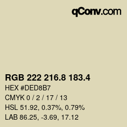 カラーコード: RGB 222 216.8 183.4 | qconv.com