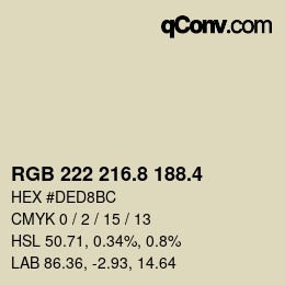 カラーコード: RGB 222 216.8 188.4 | qconv.com