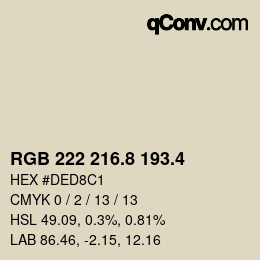 カラーコード: RGB 222 216.8 193.4 | qconv.com