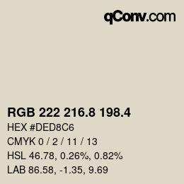 カラーコード: RGB 222 216.8 198.4 | qconv.com