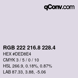 カラーコード: RGB 222 216.8 228.4 | qconv.com