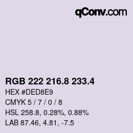 カラーコード: RGB 222 216.8 233.4 | qconv.com