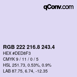 カラーコード: RGB 222 216.8 243.4 | qconv.com