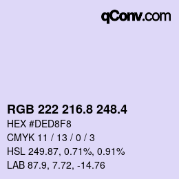 カラーコード: RGB 222 216.8 248.4 | qconv.com