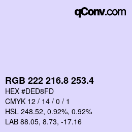カラーコード: RGB 222 216.8 253.4 | qconv.com
