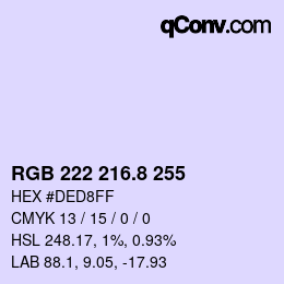 カラーコード: RGB 222 216.8 255 | qconv.com