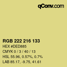 Color code: RGB 222 216 133 | qconv.com