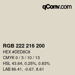 Código de color: RGB 222 216 200 | qconv.com