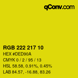 Color code: RGB 222 217 10 | qconv.com