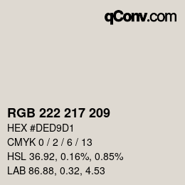 Color code: RGB 222 217 209 | qconv.com