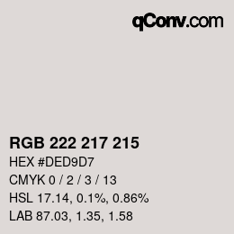 Color code: RGB 222 217 215 | qconv.com