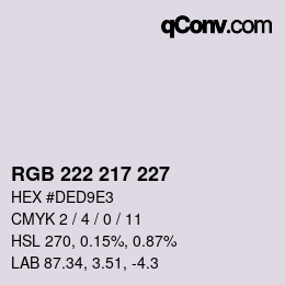 Farbcode: RGB 222 217 227 | qconv.com