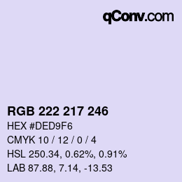 Color code: RGB 222 217 246 | qconv.com
