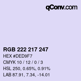 Color code: RGB 222 217 247 | qconv.com