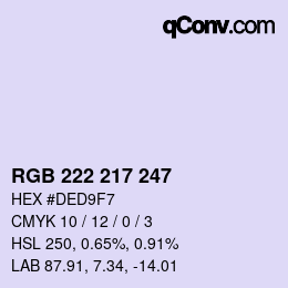 Color code: RGB 222 217 247 | qconv.com