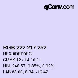 カラーコード: RGB 222 217 252 | qconv.com