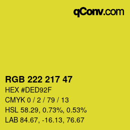 Color code: RGB 222 217 47 | qconv.com