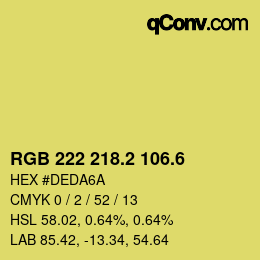 カラーコード: RGB 222 218.2 106.6 | qconv.com