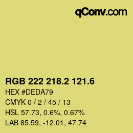 カラーコード: RGB 222 218.2 121.6 | qconv.com