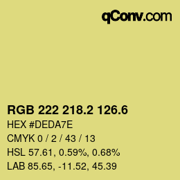 カラーコード: RGB 222 218.2 126.6 | qconv.com