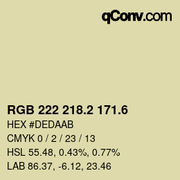 カラーコード: RGB 222 218.2 171.6 | qconv.com