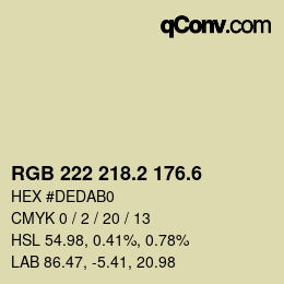 カラーコード: RGB 222 218.2 176.6 | qconv.com