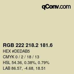 カラーコード: RGB 222 218.2 181.6 | qconv.com