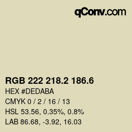カラーコード: RGB 222 218.2 186.6 | qconv.com