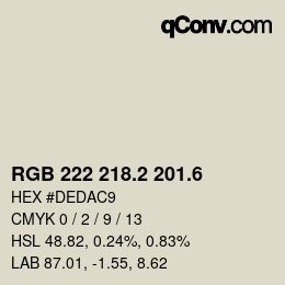 カラーコード: RGB 222 218.2 201.6 | qconv.com
