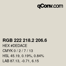 カラーコード: RGB 222 218.2 206.6 | qconv.com