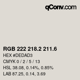 カラーコード: RGB 222 218.2 211.6 | qconv.com